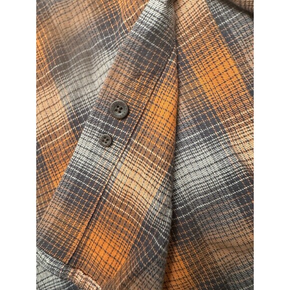 Red Head Brand‎ Co. Long Sleeve Mens Large Orange Grey Flannel Button Up Shirt - Picture 4 of 16